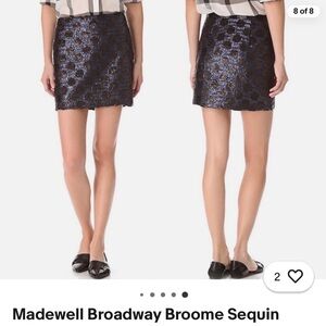 Madewell Midnight Blue/Black Polka Dot Sequin Mini Skirt